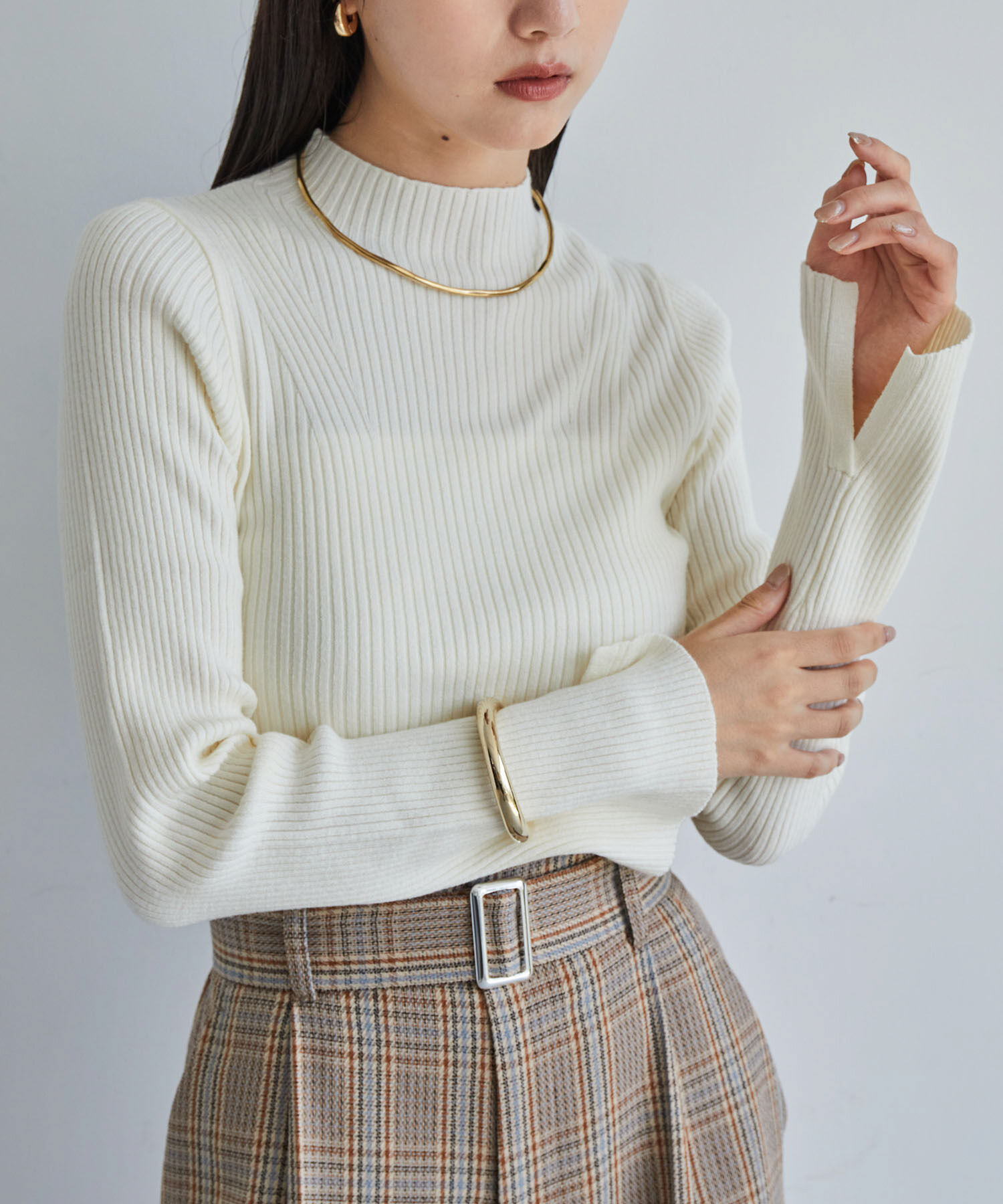 VIS「【新色追加】リブニットプチハイネックプルオーバー【低身長向けサイズ有】」|ニット・セーター|