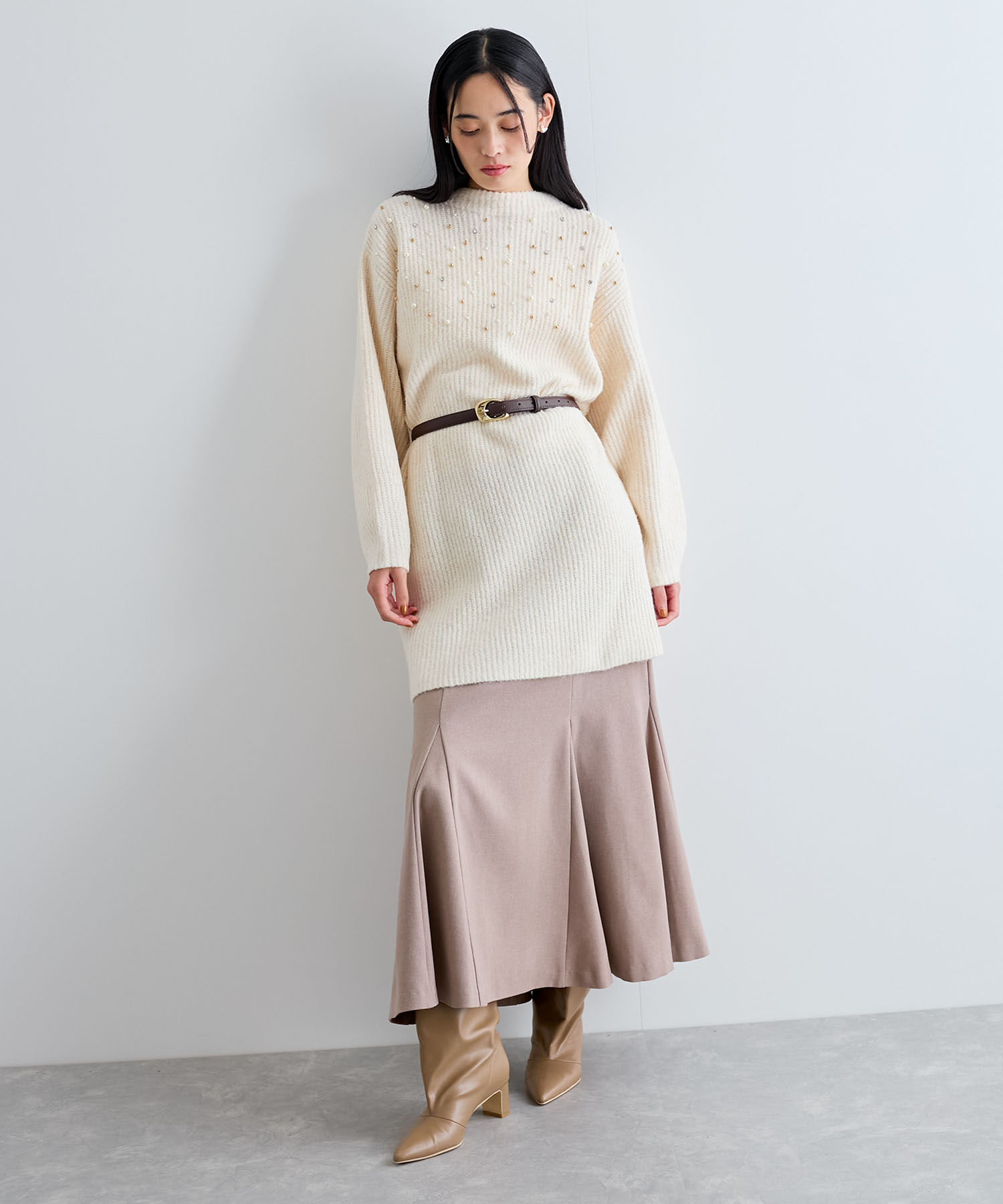 VIS「ビジュー付きニットワンピース」|ワンピース|