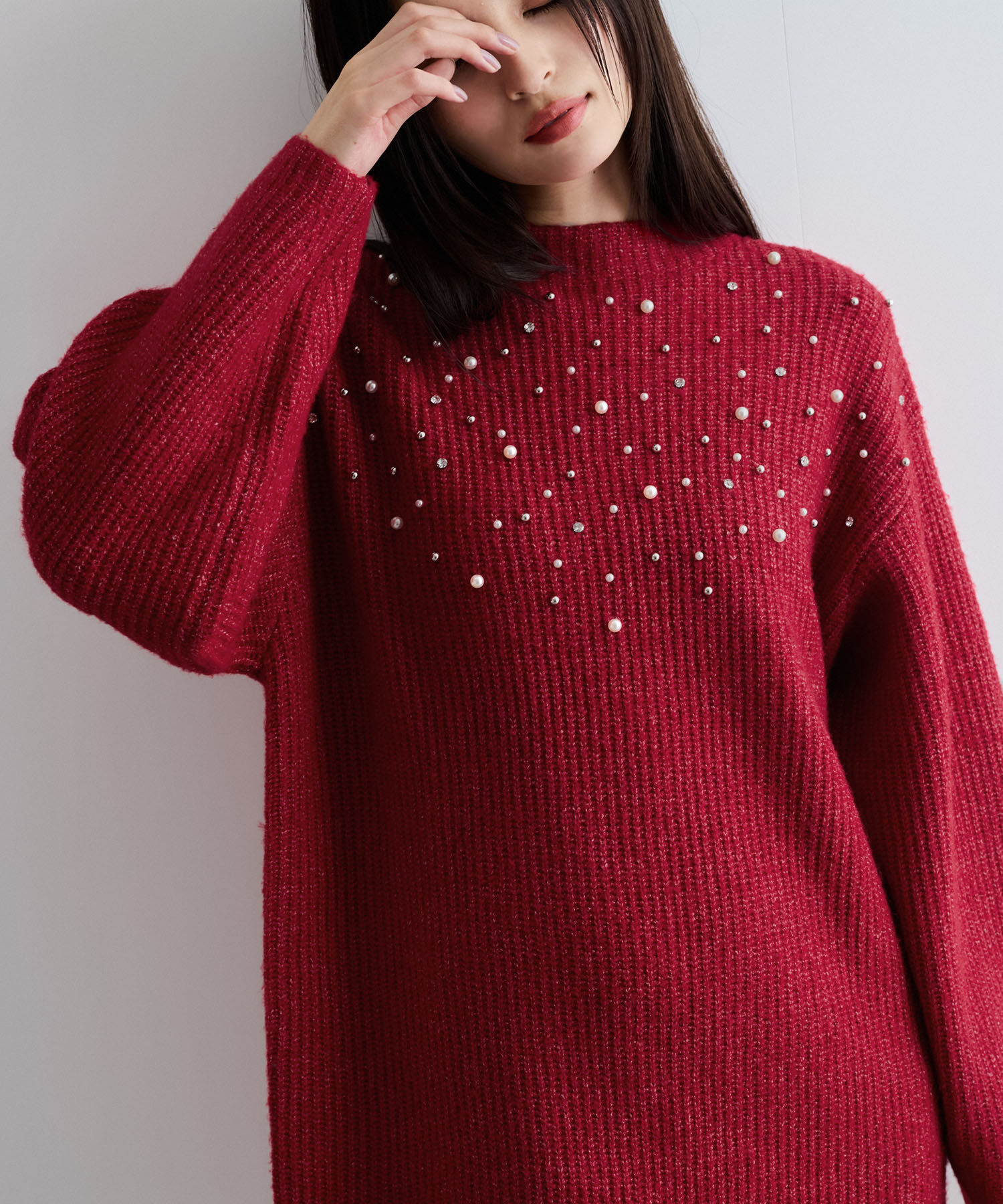 VIS「ビジュー付きニットワンピース」|ワンピース|