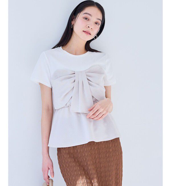 VIS「【新色追加】【美easy】ねじりリボンTシャツドッキングプルオーバー【接触冷感/洗える】」|Tシャツ・カットソー|キナリ(16)