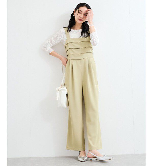 VIS「フロントタックデザインサロペット/オールインワン」|オールインワン|ベージュ(27)