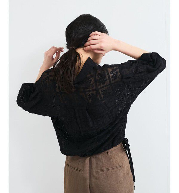 VIS「ドロストボリュームスリーブシャツ（レース・無地）」|シャツ・ブラウス|