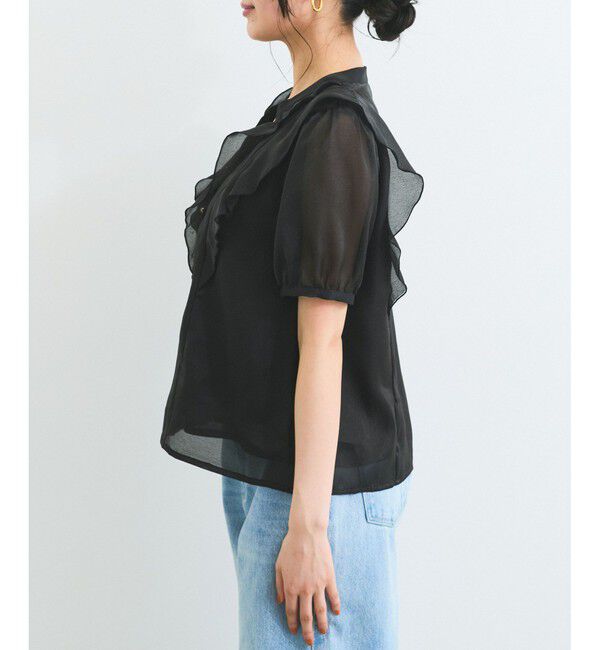 VIS「【洗える】シアーラッフル半袖ブラウス」|シャツ・ブラウス|