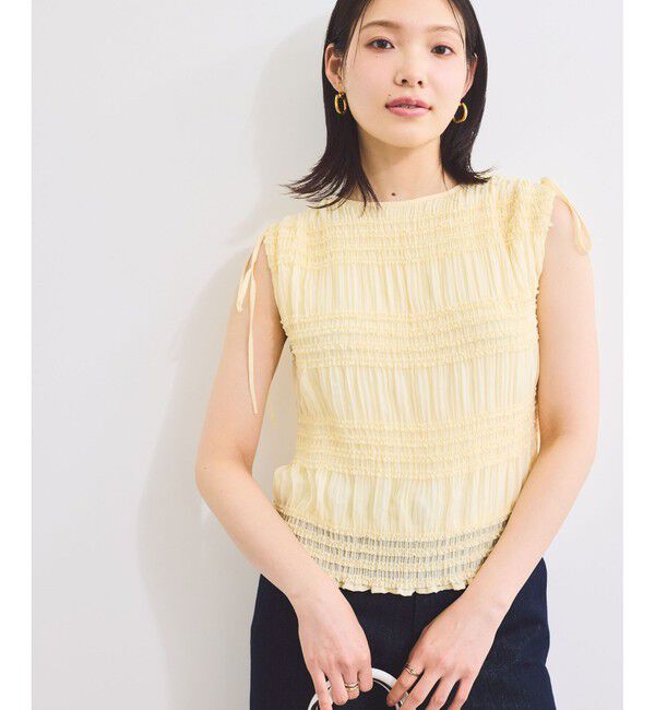 VIS「プリーツシアーシャーリングブラウス」|シャツ・ブラウス|クリーム(83)