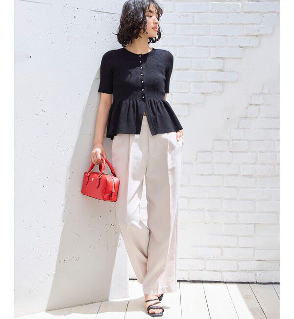 VIS「【アンチピリング】ペプラムハーフスリーブニットカーディガン」|カーディガン|