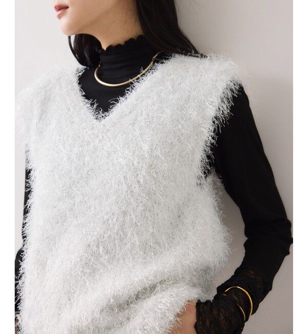 VIS「【WEB限定サイズ:MT/着丈が選べる】【洗える】フェザーヤーンニットベスト」|ニット・セーター|