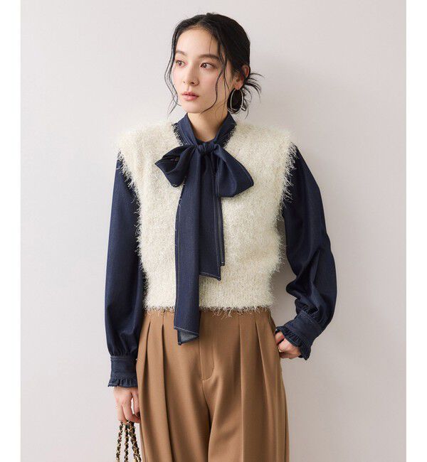 VIS「【WEB限定サイズ:MT/着丈が選べる】【洗える】フェザーヤーンニットベスト」|ニット・セーター|