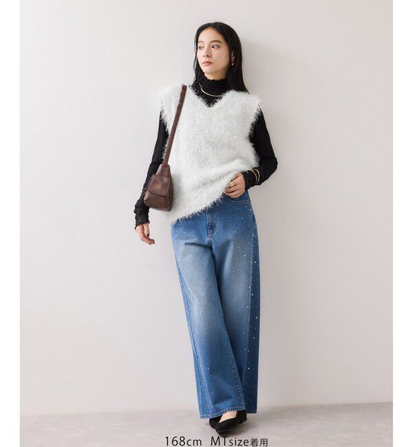 VIS「【WEB限定サイズ:MT/着丈が選べる】【洗える】フェザーヤーンニットベスト」|ニット・セーター|