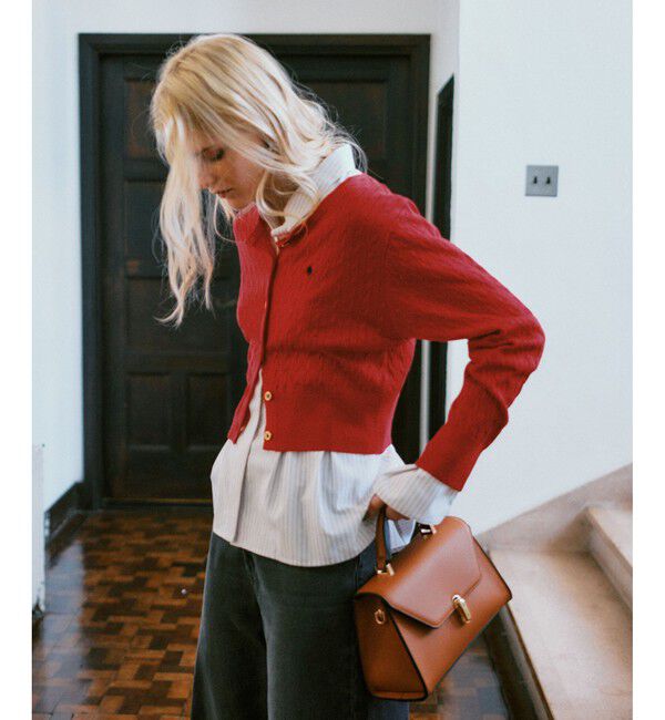 VIS「【POLO BCS】VIS別注ミニケーブルノーカラーニットカーディガン」|カーディガン|