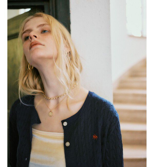 VIS「【POLO BCS】VIS別注ミニケーブルノーカラーニットカーディガン」|カーディガン|