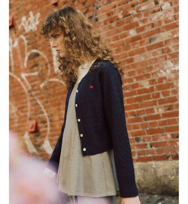 VIS「【POLO BCS】VIS別注ミニケーブルノーカラーニットカーディガン」|カーディガン|