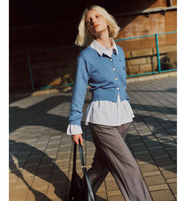 VIS「【POLO BCS】VIS別注ミニケーブルノーカラーニットカーディガン」|カーディガン|