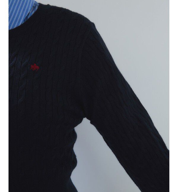 VIS「【POLO BCS】VIS別注ミニケーブルノーカラーニットカーディガン」|カーディガン|