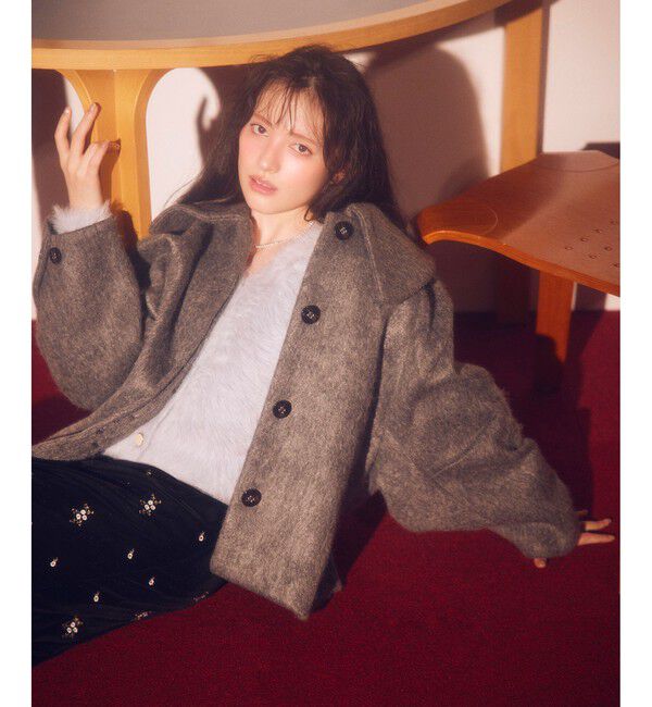 VIS「【アウター総選挙1位】ビッグカラーモモンガシャギーショートコート」|ブルゾン・スタジャン|