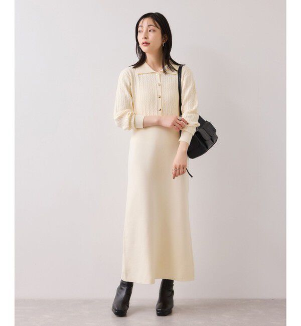 VIS「ポロケーブルモチモチニットワンピース」|ワンピース|