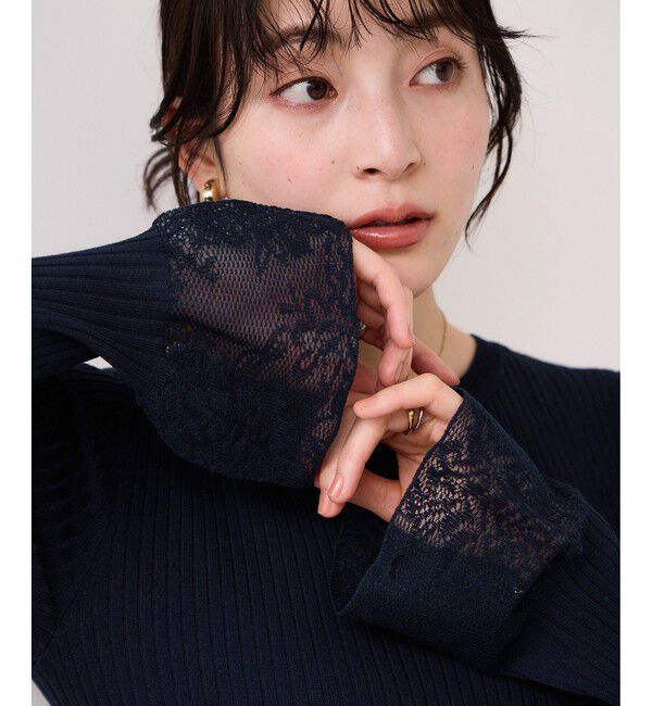 VIS「レース編みドッキングニット」|ニット・セーター|