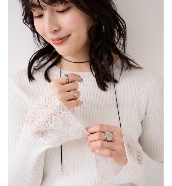 VIS「レース編みドッキングニット」|ニット・セーター|