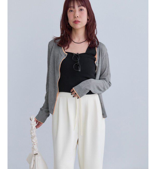 VIS「【WEB限定】リネンタッチ配色シアーカーディガン」|カーディガン|