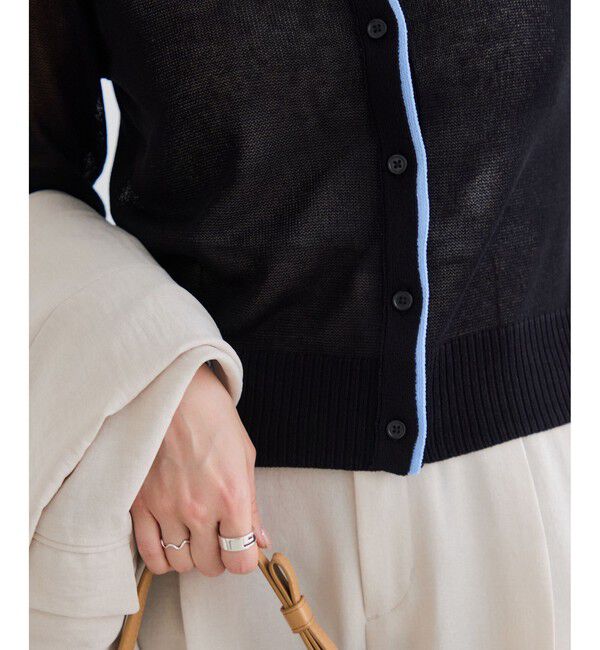 VIS「【WEB限定】リネンタッチ配色シアーカーディガン」|カーディガン|