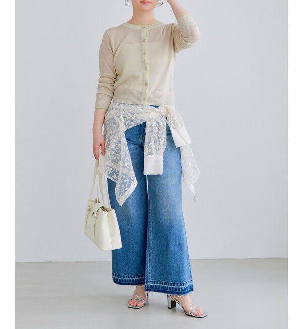 VIS「【WEB限定】リネンタッチ配色シアーカーディガン」|カーディガン|