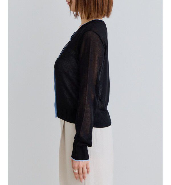 VIS「【WEB限定】リネンタッチ配色シアーカーディガン」|カーディガン|