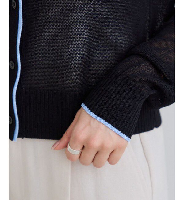 VIS「【WEB限定】リネンタッチ配色シアーカーディガン」|カーディガン|