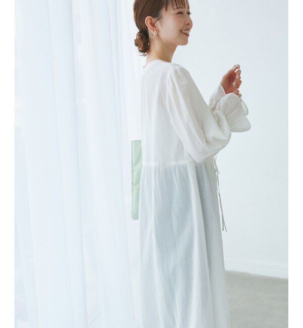 Rope&rsquo;Picnic「【接触冷感・通気性】お着軽シャツシリーズ/綿ボイルガウンワンピース」|ワンピース|