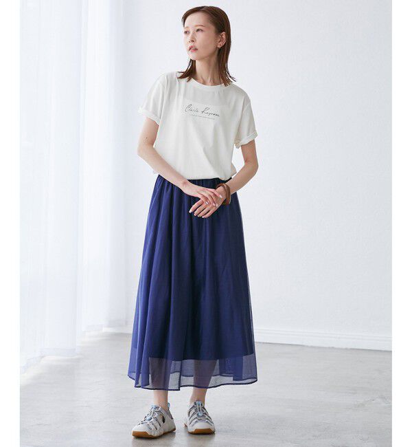 Rope&rsquo;Picnic「【UVカット・汗染み加工・接触冷感】手描き風ロゴプリントTシャツ」|Tシャツ・カットソー|