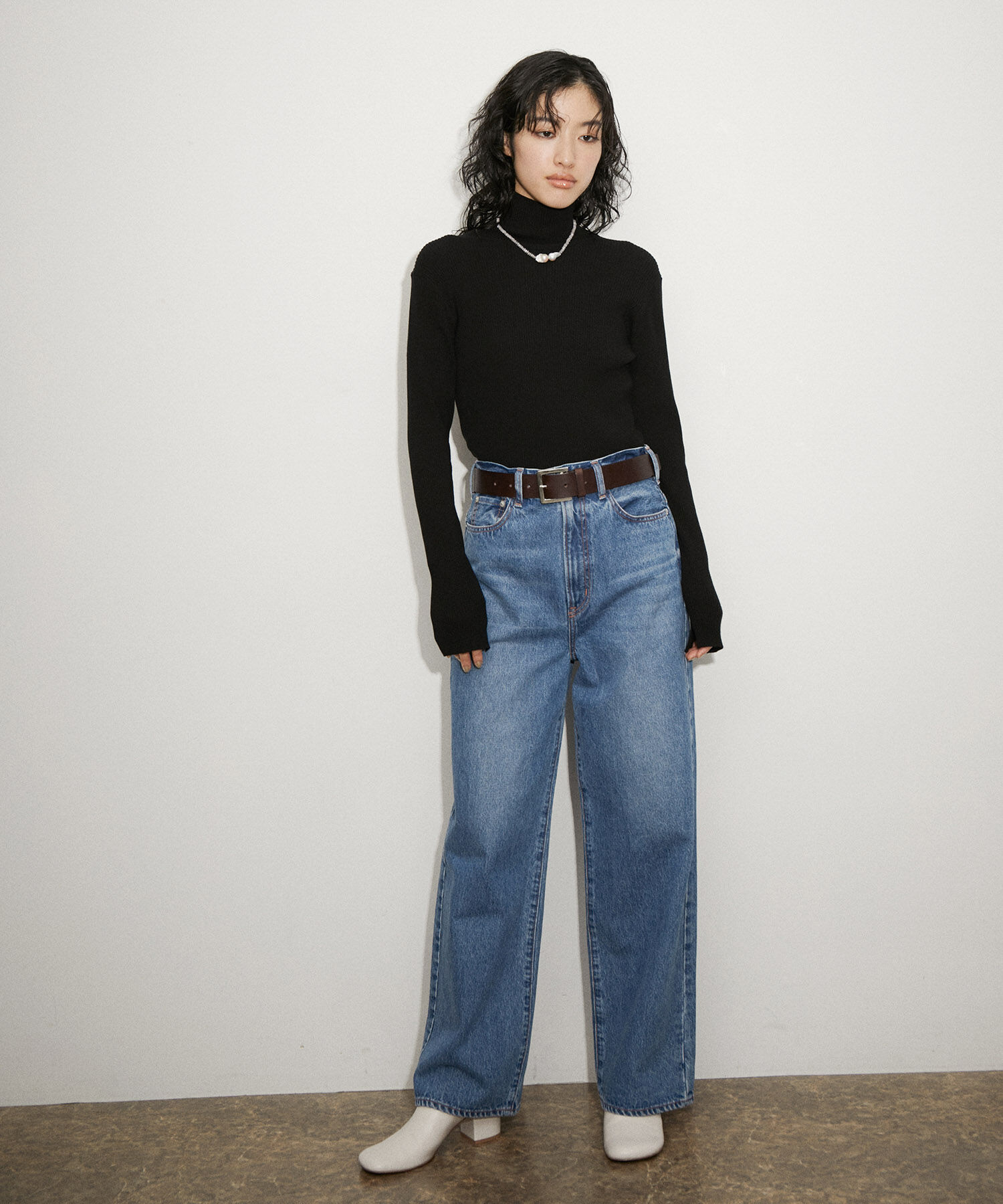 ADAM ET ROPE'「【サステナブル】スクエアバックルレザーベルト」|ベルト|