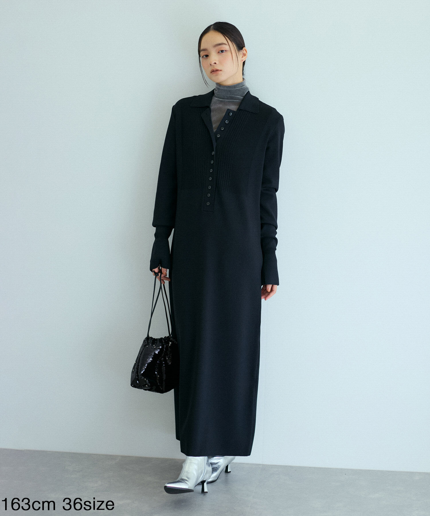 ADAM ET ROPE'「【洗える】ボタンニットポロワンピース」|ワンピース|