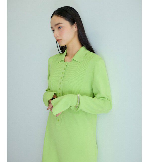 ADAM ET ROPE'「【洗える】ボタンニットポロワンピース」|ワンピース|