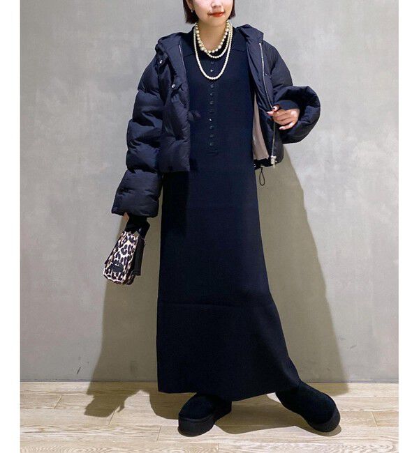 ADAM ET ROPE'「【洗える】ボタンニットポロワンピース」|ワンピース|