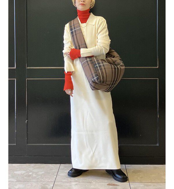 ADAM ET ROPE'「【洗える】ボタンニットポロワンピース」|ワンピース|