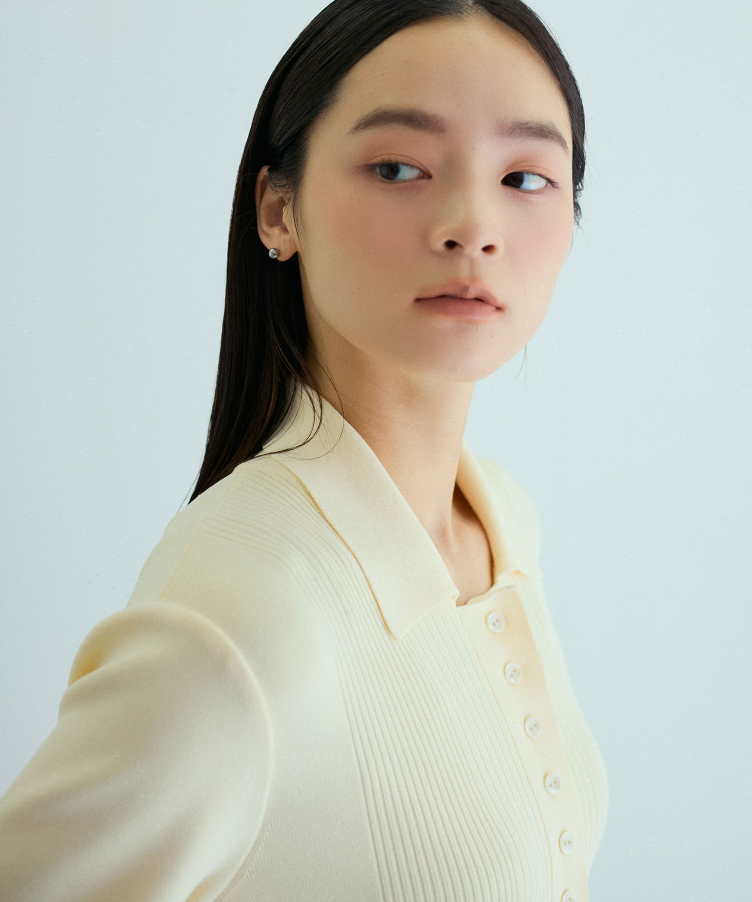 ADAM ET ROPE'「【洗える】ボタンニットポロワンピース」|ワンピース|