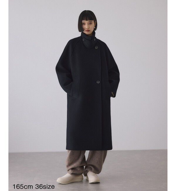 ADAM ET ROPE'「ウールボンディングラグランロングコート」|ステンカラーコート|