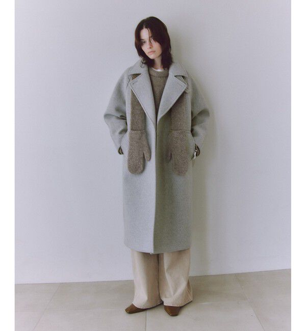 ADAM ET ROPE'「ウールボンディングラグランロングコート」|ステンカラーコート|