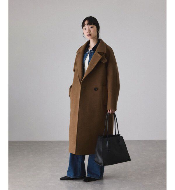 ADAM ET ROPE'「ウールボンディングラグランロングコート」|ステンカラーコート|