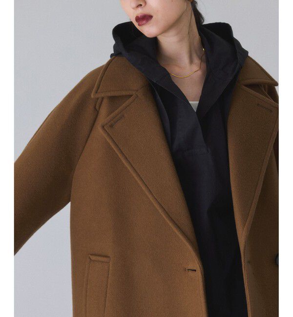 ADAM ET ROPE'「ウールボンディングラグランロングコート」|ステンカラーコート|