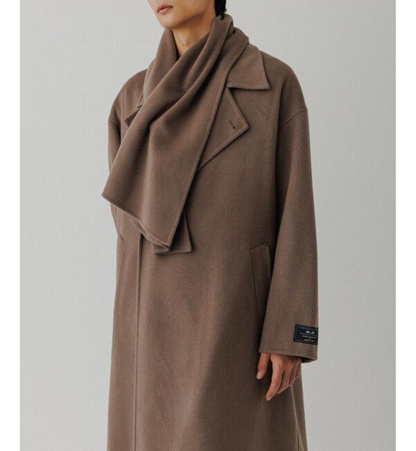 ADAM ET ROPE'「メリノウール ダブルフェイス セミダブルコート / マフラー付き」|ステンカラーコート|