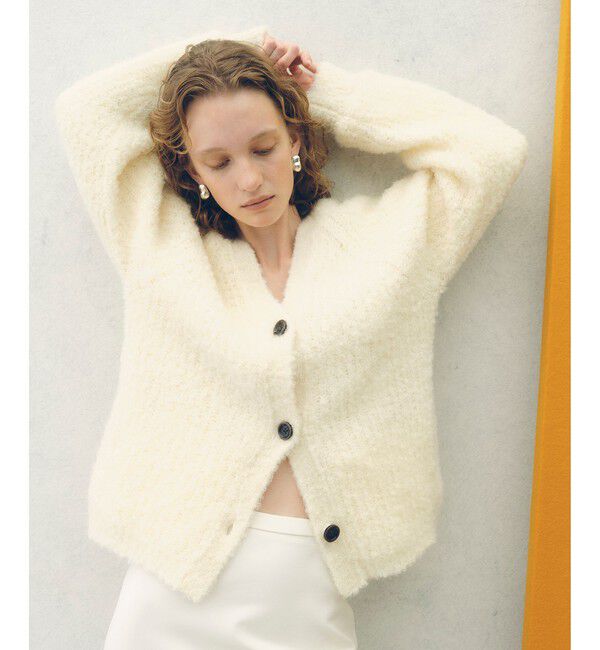 ADAM ET ROPE'「モヘヤウールニットカーディガンブルゾン」|カーディガン|