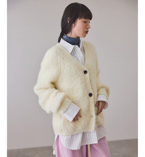 ADAM ET ROPE'「モヘヤウールニットカーディガンブルゾン」|カーディガン|