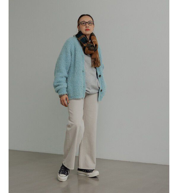 ADAM ET ROPE'「モヘヤウールニットカーディガンブルゾン」|カーディガン|