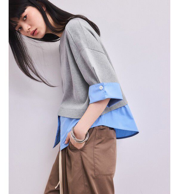 ADAM ET ROPE'「【WEB限定】シャツコンビニットプルオーバー」|ニット・セーター|