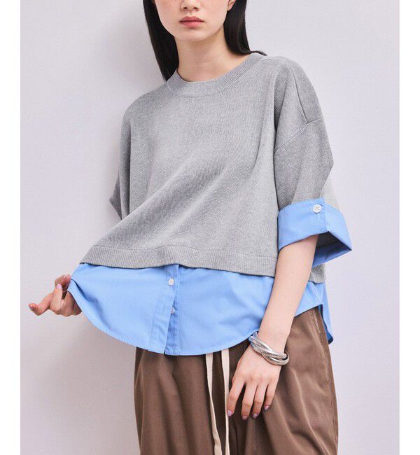 ADAM ET ROPE'「【WEB限定】シャツコンビニットプルオーバー」|ニット・セーター|