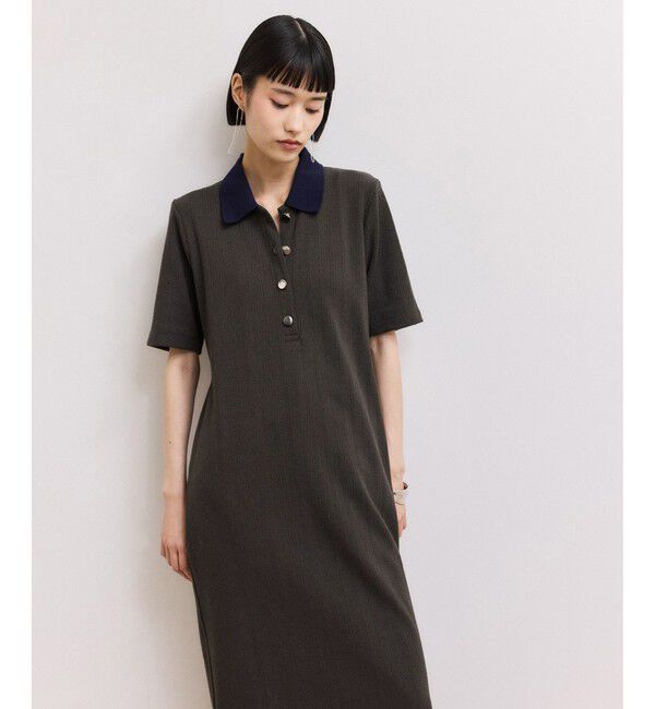 ADAM ET ROPE'「【WEB限定】ハーフスリーブポロシャツワンピース」|ワンピース|