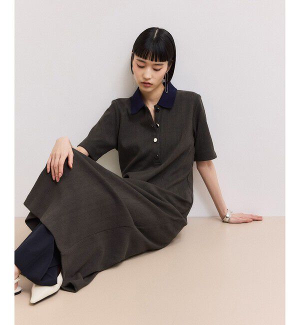 ADAM ET ROPE'「【WEB限定】ハーフスリーブポロシャツワンピース」|ワンピース|
