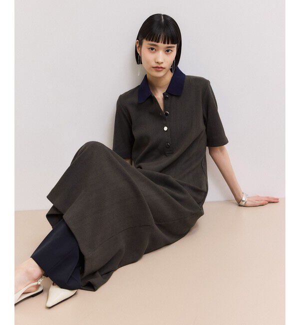 ADAM ET ROPE'「【WEB限定】ハーフスリーブポロシャツワンピース」|ワンピース|