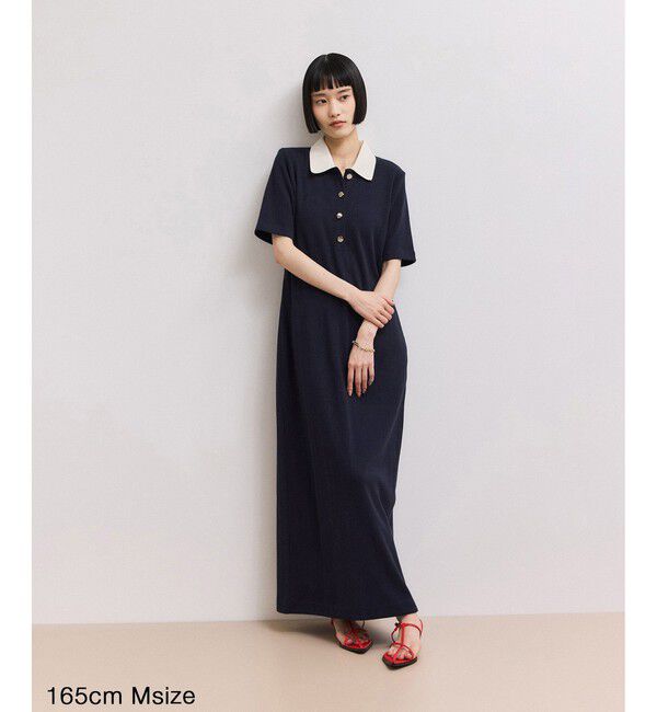 ADAM ET ROPE'「【WEB限定】ハーフスリーブポロシャツワンピース」|ワンピース|
