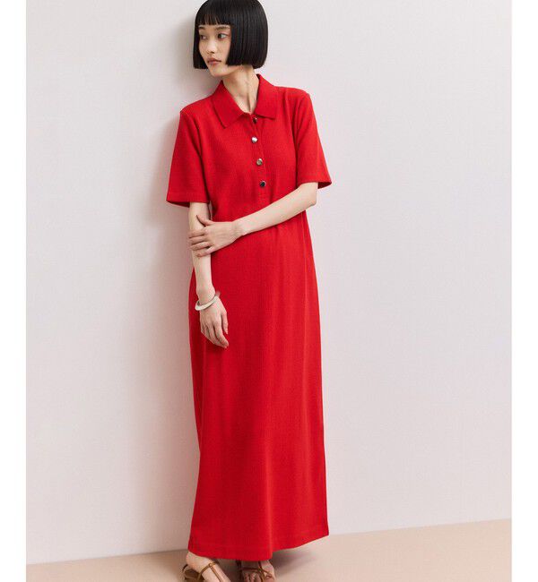 ADAM ET ROPE'「【WEB限定】ハーフスリーブポロシャツワンピース」|ワンピース|