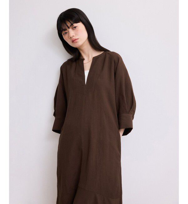 ADAM ET ROPE'「【WEB限定】リネンボリュームスリーブワンピース」|ワンピース|